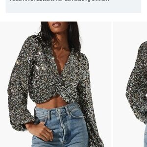ASTR The Label Sequin Crop Top S